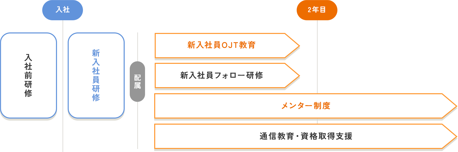 新入社員教育のフロー図