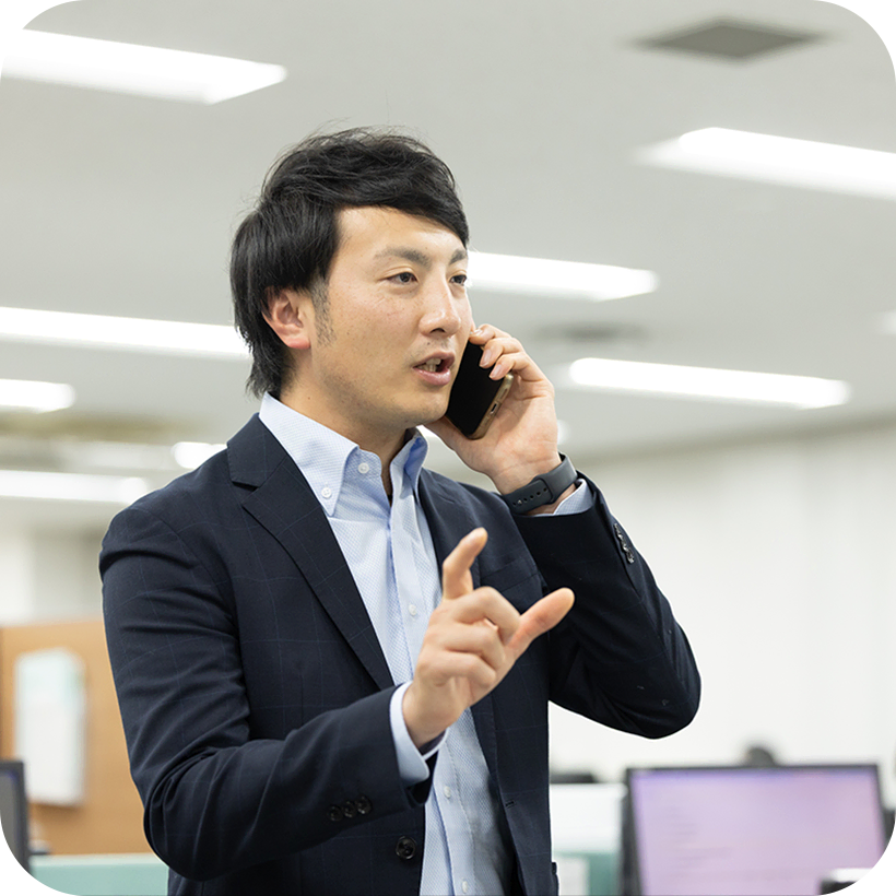 電話中のY.M.さんの様子